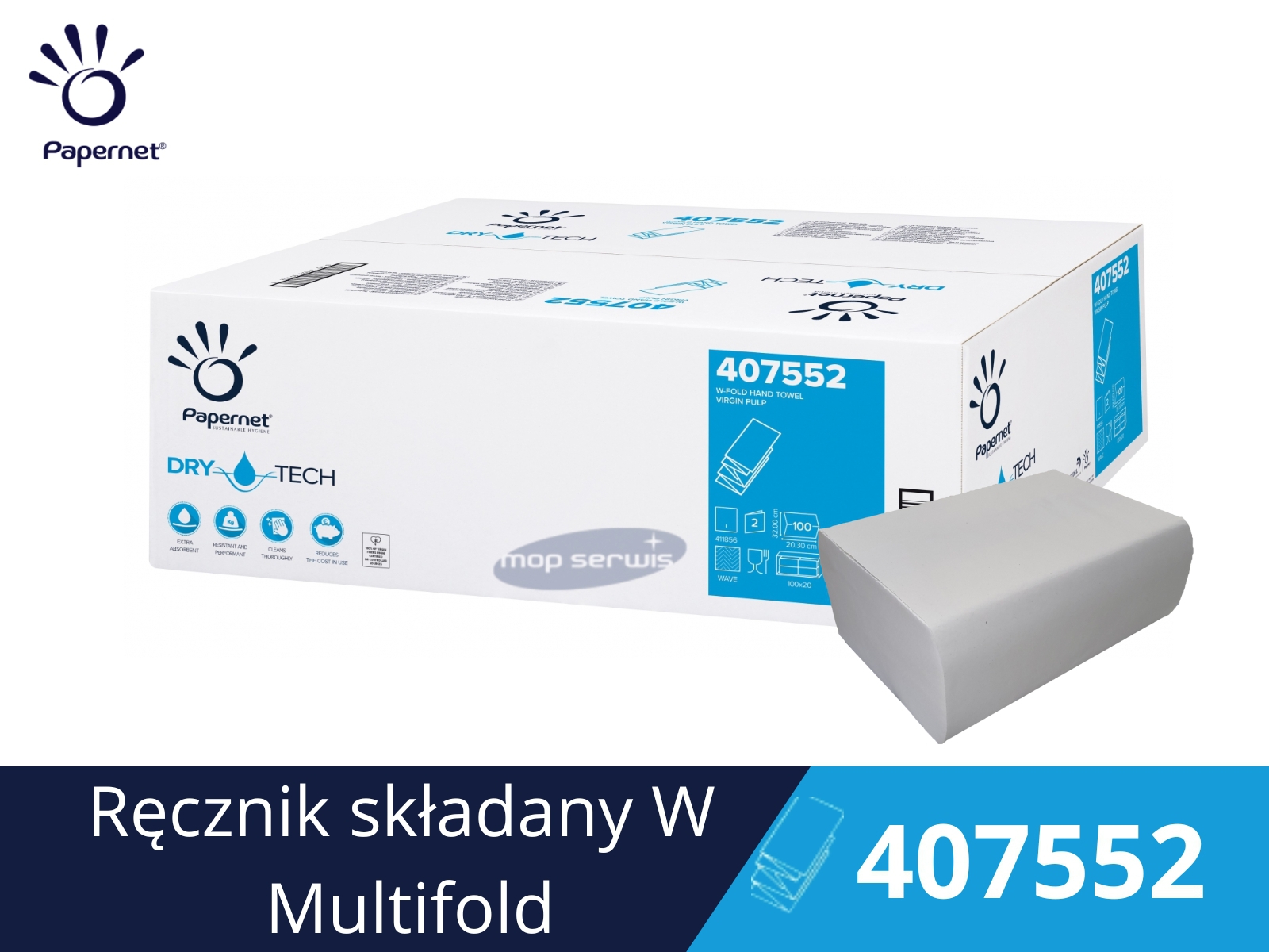 Ręcznik Multifold Papernet 407552 Miękki Chłonny Celuloza 4 Panelowy Extra Biały